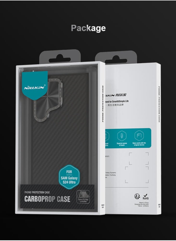 Nillkin - CarboProp MagSafe Aramid Carbon Fiber Armor Case for Samsung Galaxy S24 Ultra – Sleek Black, 1500D Kevlar Durability, Magnetic Lens Frame & Metal Buttons - Image 1