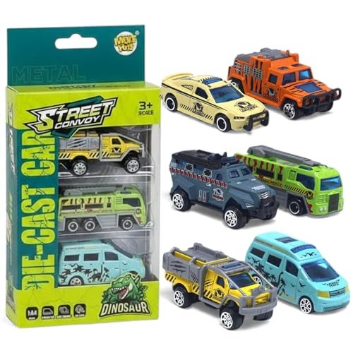 SHAKTISM Street Convoy 1:64 Die-Cast Alloy Car Set - Pullback Mini SUV & Truck Toy Vehicles for Kids, Metal Body, Smooth Wheels, Dinosaur Theme Packaging Car for Boys & Girls Ages 3+ - Image 1