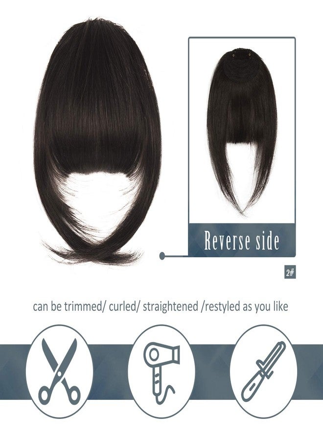 BARSDAR Clip in Human Hair Bangs - 100% Real Human Hair Clip in Bangs for Women - Dark Brown French Bangs Fringe with Temples Real Hair Bangs Extensions Hairpieces - Dark Brown - Image 3