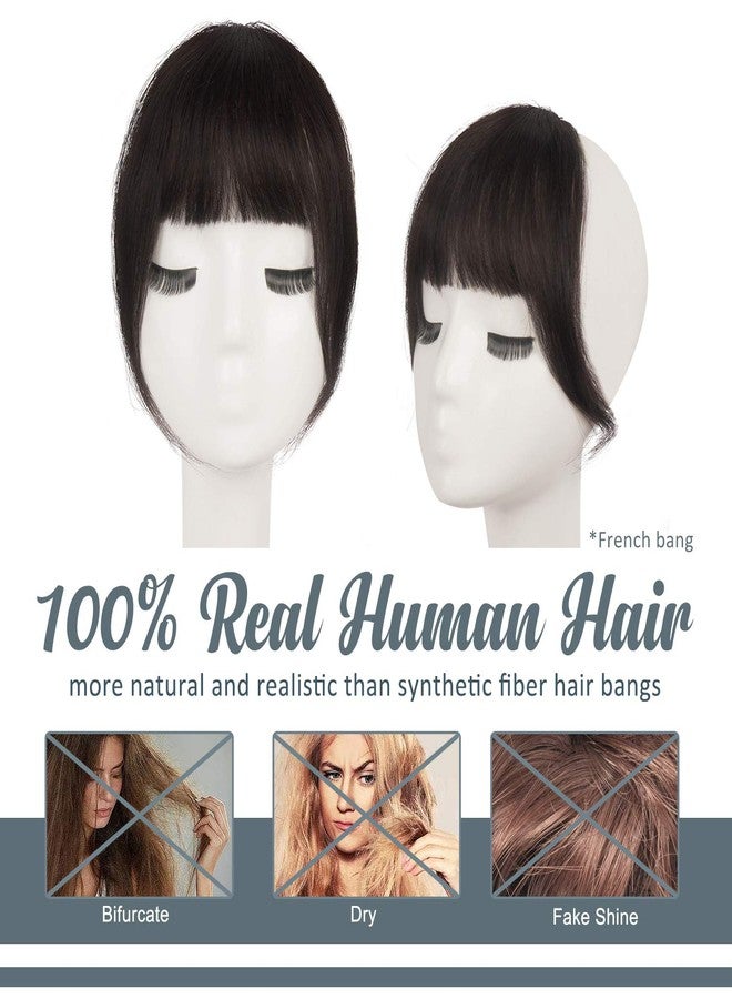 BARSDAR Clip in Human Hair Bangs - 100% Real Human Hair Clip in Bangs for Women - Dark Brown French Bangs Fringe with Temples Real Hair Bangs Extensions Hairpieces - Dark Brown - Image 2