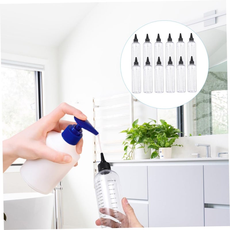 12pcs 500ml Plastic Squeeze Bottles with Graduated Scale and Needle Nose Tip for Salon Hair Perm Liquid Dispensing and Measuring - Image 3