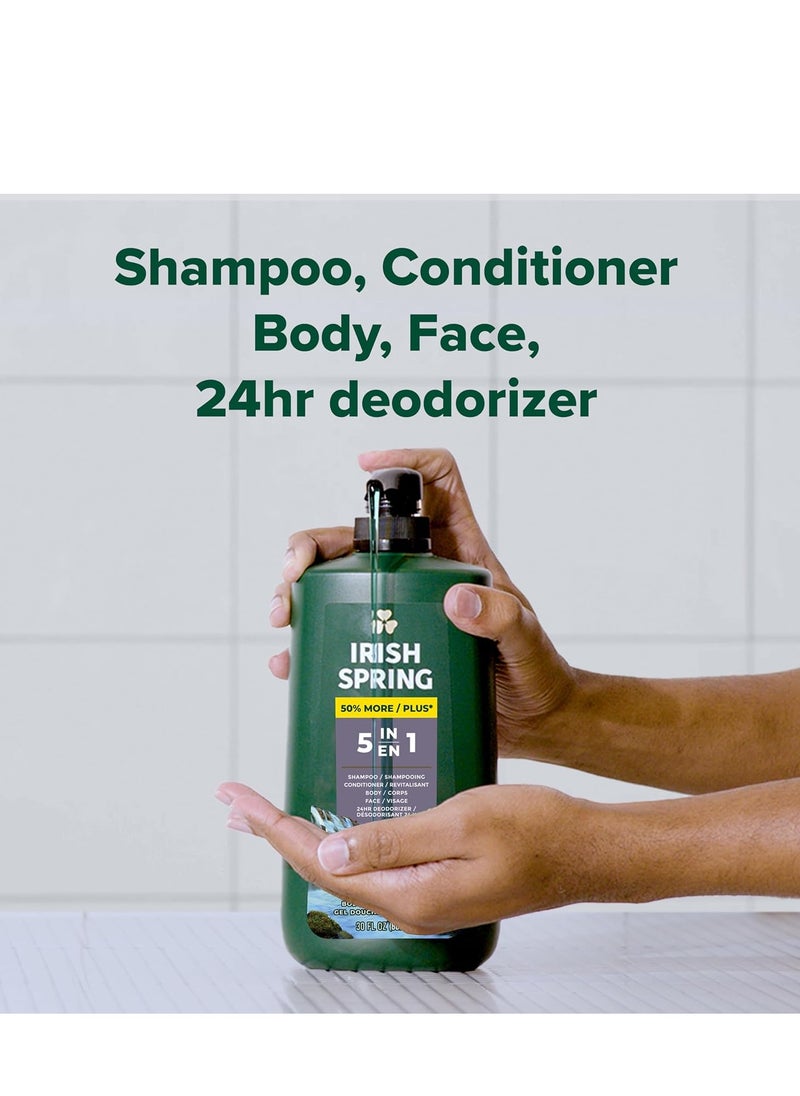Irish Spring Irish Spring 5 in 1 Body Wash for Men, Men's Body Wash, Smell Fresh and Clean for 24 Hours, Conditions and Cleans Body, Face, and Hair, Made with Biodegradable Ingredients, 30 Oz Pump  - Image 3