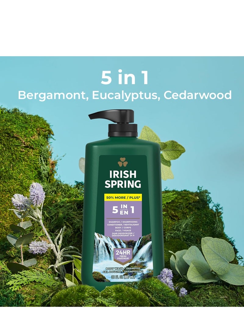 Irish Spring Irish Spring 5 in 1 Body Wash for Men, Men's Body Wash, Smell Fresh and Clean for 24 Hours, Conditions and Cleans Body, Face, and Hair, Made with Biodegradable Ingredients, 30 Oz Pump  - Image 4
