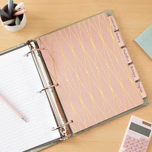 Paper Junkie ورق جانكي 6 مجموعات من فواصل 5 علامات لمجلدات 3 حلقات، 30 فاصل بالجملة للمكتب، لوازم المدرسة (وردي، أسود، 8.5 × 11 بوصة) - Image 3