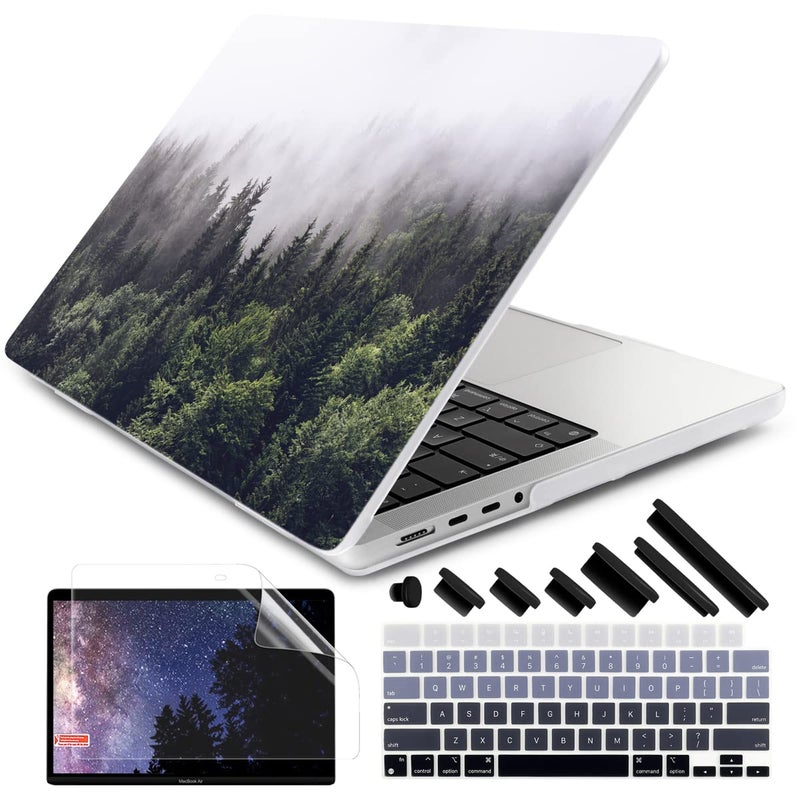 DONGKE for M4 MacBook Pro 16 Inch Case 2024 2023 2021 A3403 A3186 M3 A2991 M2 A2780 M1 A2485 ProMax Chip Plastic Hard Shell Case Keyboard Cover for Mac Pro 16 with Touch ID Forest
