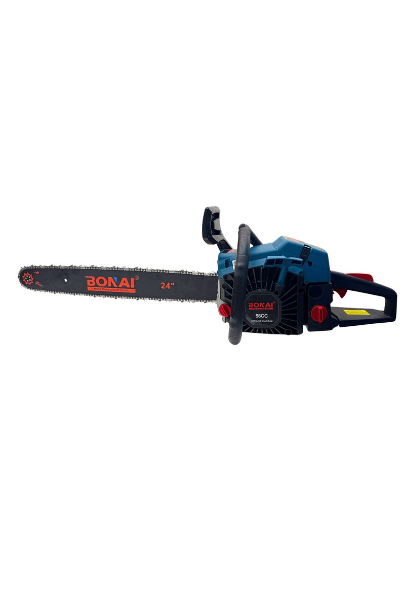 BONAI BN-HK67-24 Gasoline Chainsaw 58cc 2.4kW – 24” Bar, 2-Stroke Engine, Heavy Duty Wood Cutter for Tree Trimming, Forestry, DIY and Outdoor Work - Image 3