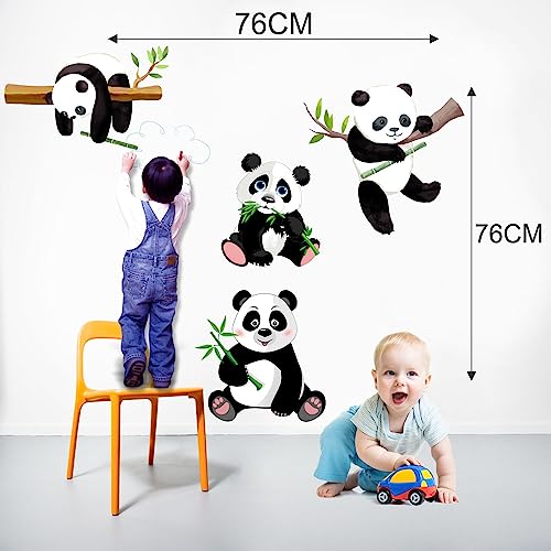 Sticker Yard Baby Pandas Hanging PVC Vinyl Wall Sticker for Home Decor/Decoration - Living Room, Bedroom, Kids Room (Multicolor, Size: 76X76 CM)-Self-Adhesive - Image 4