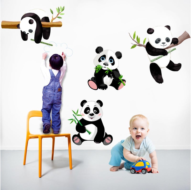 Sticker Yard Baby Pandas Hanging PVC Vinyl Wall Sticker for Home Decor/Decoration - Living Room, Bedroom, Kids Room (Multicolor, Size: 76X76 CM)-Self-Adhesive - Image 3