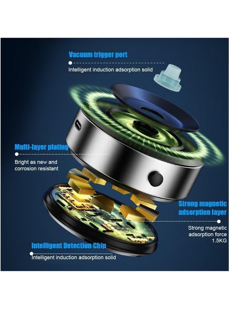 TIGER Electric Vacuum Magnetic Car Phone Holder – USB-C Rechargeable 360° Rotating Mount with 65kPa Suction Cup & 1.5KG Strong Magnet Grip | Universal Windshield & Dashboard Phone Stand for iPhone, Android & Tablet | Zinc Alloy + ABS - Image 3