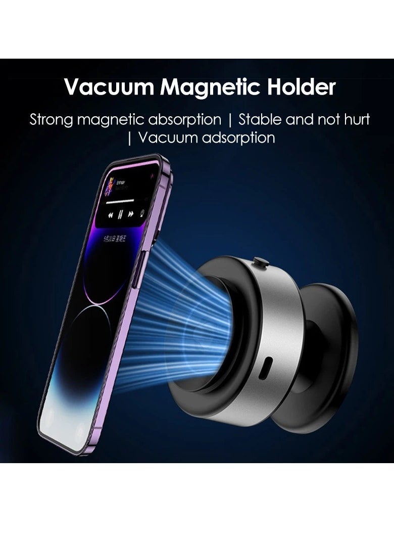TIGER Electric Vacuum Magnetic Car Phone Holder – USB-C Rechargeable 360° Rotating Mount with 65kPa Suction Cup & 1.5KG Strong Magnet Grip | Universal Windshield & Dashboard Phone Stand for iPhone, Android & Tablet | Zinc Alloy + ABS - Image 4