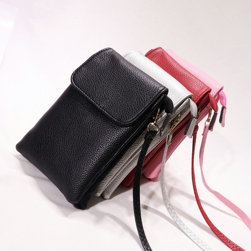 2021 New Soft Leather 3 Layer Zipper Mobile Phone Bag Women'S Crossbody Mini Change Apple Large Screen Single Shoulder Mobile Phone Bag - Image 4