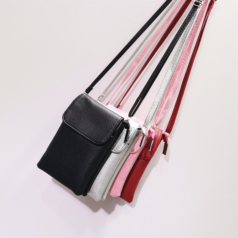 2021 New Soft Leather 3 Layer Zipper Mobile Phone Bag Women'S Crossbody Mini Change Apple Large Screen Single Shoulder Mobile Phone Bag - Image 3