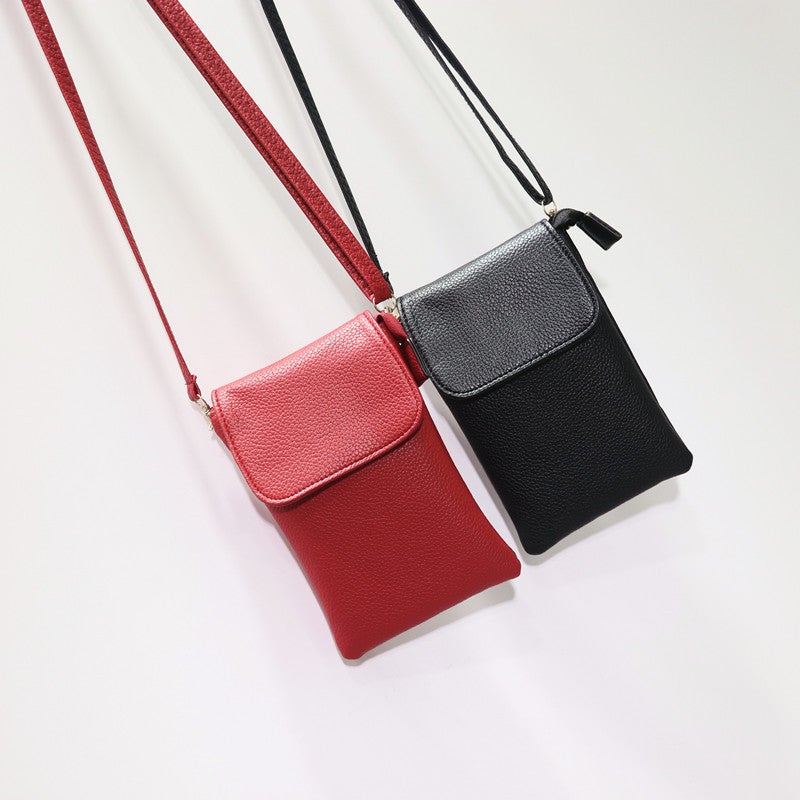 2021 New Soft Leather 3 Layer Zipper Mobile Phone Bag Women'S Crossbody Mini Change Apple Large Screen Single Shoulder Mobile Phone Bag - Image 2