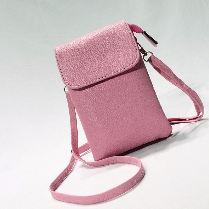 2021 New Soft Leather 3 Layer Zipper Mobile Phone Bag Women'S Crossbody Mini Change Apple Large Screen Single Shoulder Mobile Phone Bag - Image 1