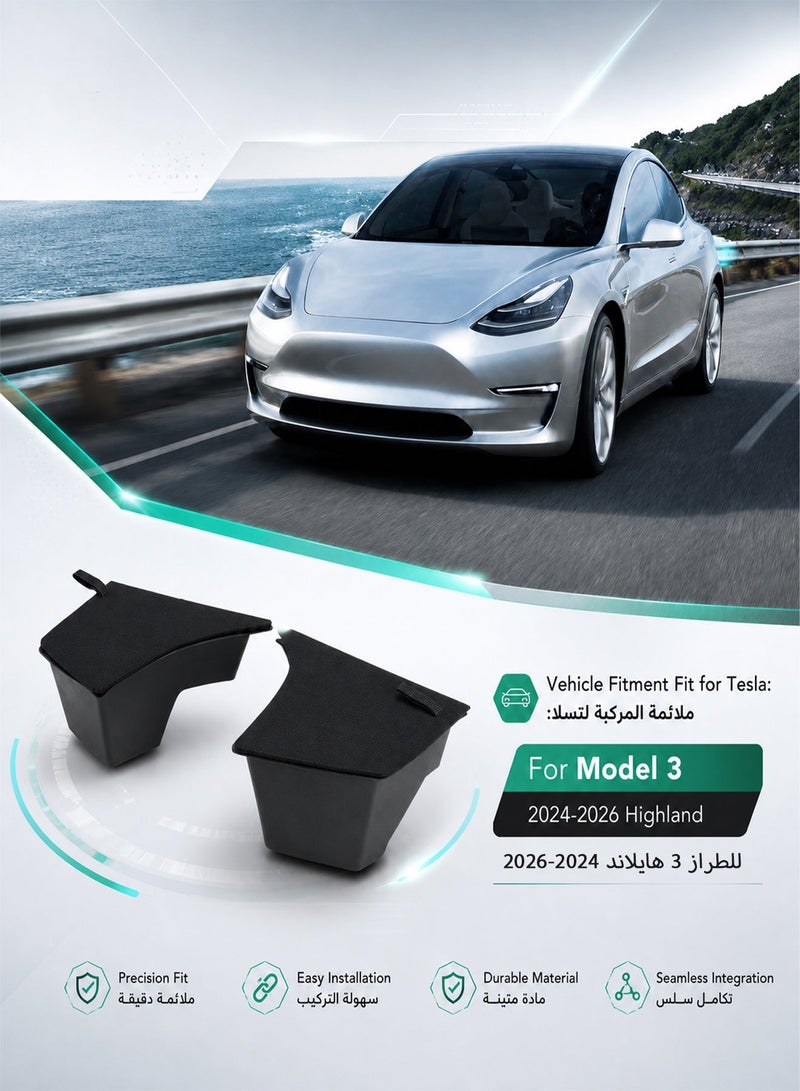 Delehehe 2PCS Rear Trunk Storage Bins with Lids for Tesla Model 3 2024-2026, TPE Waterproof Trunk Organizer Side Storage Box, Custom Fit Model 3 Interior Accessories - Image 2