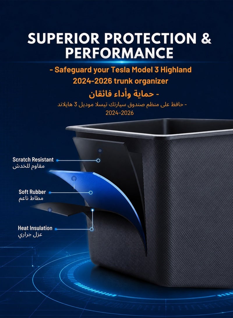 Delehehe 2PCS Rear Trunk Storage Bins with Lids for Tesla Model 3 2024-2026, TPE Waterproof Trunk Organizer Side Storage Box, Custom Fit Model 3 Interior Accessories - Image 3