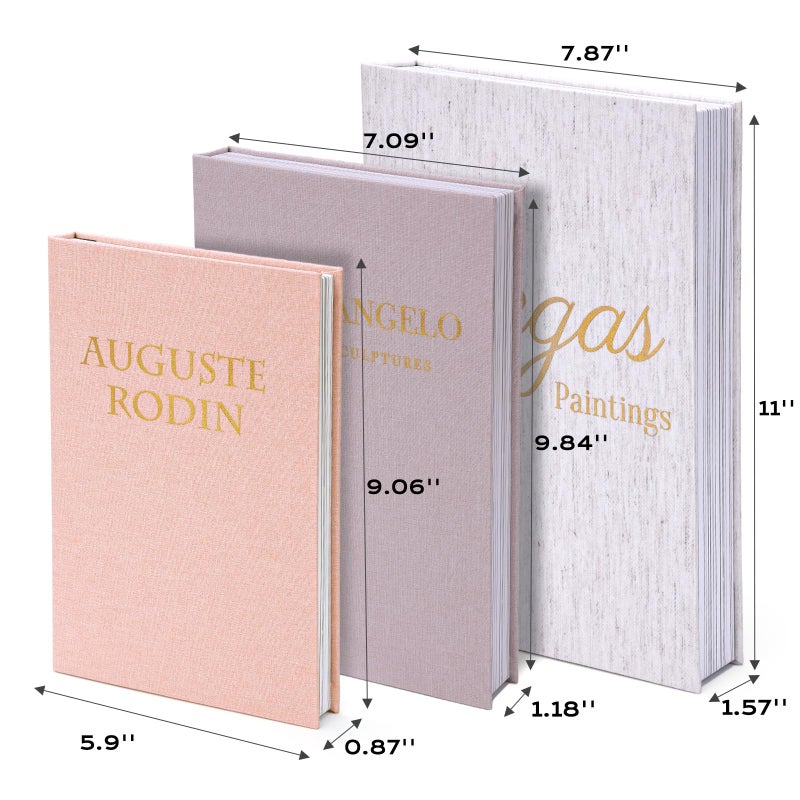 XKDOUS Set of 3 Linen Decorative Books with Gold Foil Cover Faux Book Storage Box for Coffee Table, Bathroom Shelf & Home Decor - Image 5