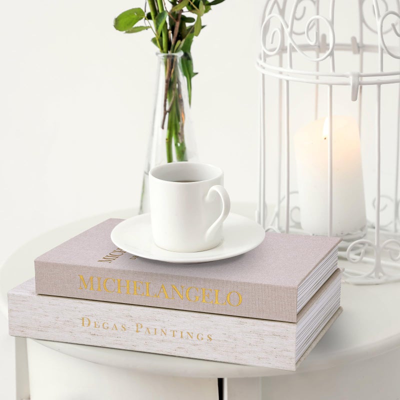 XKDOUS Set of 3 Linen Decorative Books with Gold Foil Cover Faux Book Storage Box for Coffee Table, Bathroom Shelf & Home Decor - Image 2