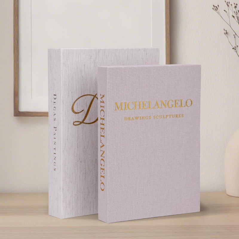 XKDOUS Set of 3 Linen Decorative Books with Gold Foil Cover Faux Book Storage Box for Coffee Table, Bathroom Shelf & Home Decor - Image 3