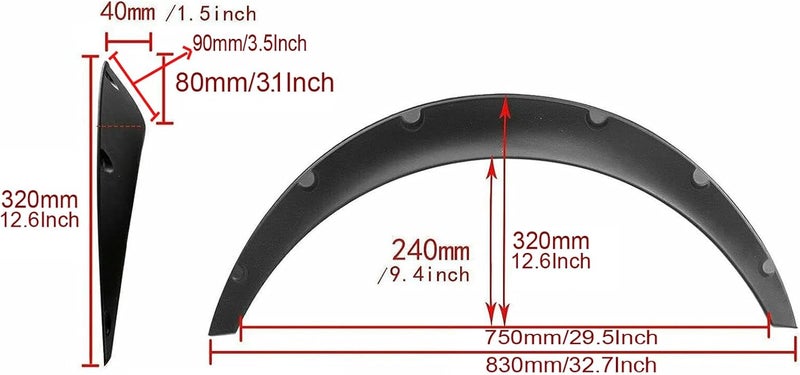 Propartauto Universal Flexible Car Fender Flares Extra Wide Body Wheel Arches (4 Small) - Image 3
