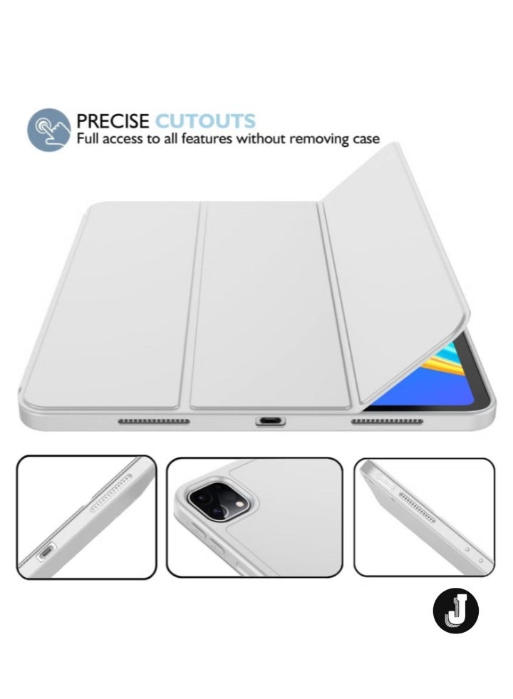 JAJEEK "iPad Pro 12.9 Case (2022/2021, 6th/5th Gen) with Pencil Holder – Trifold Stand, Auto Wake/Sleep, Soft TPU Back, Supports 2nd Gen Pencil Charging, Silver Gray" - Image 5
