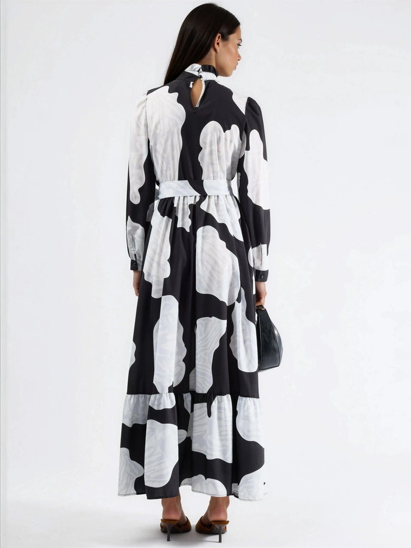 Jennyfer Maxi Dress with Tie Detail and Half Turtleneck - Image 4