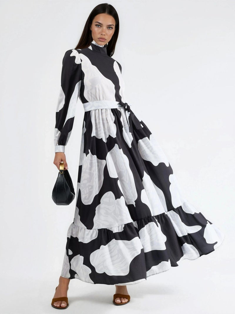 Jennyfer Maxi Dress with Tie Detail and Half Turtleneck - Image 1
