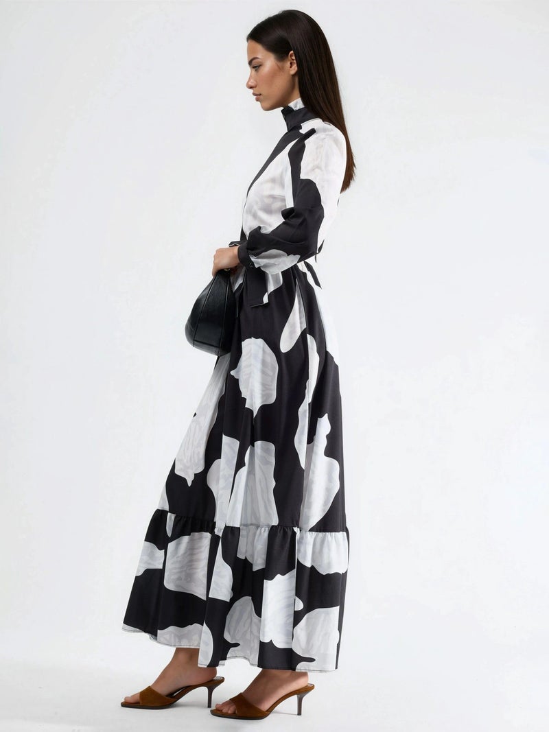 Jennyfer Maxi Dress with Tie Detail and Half Turtleneck - Image 3