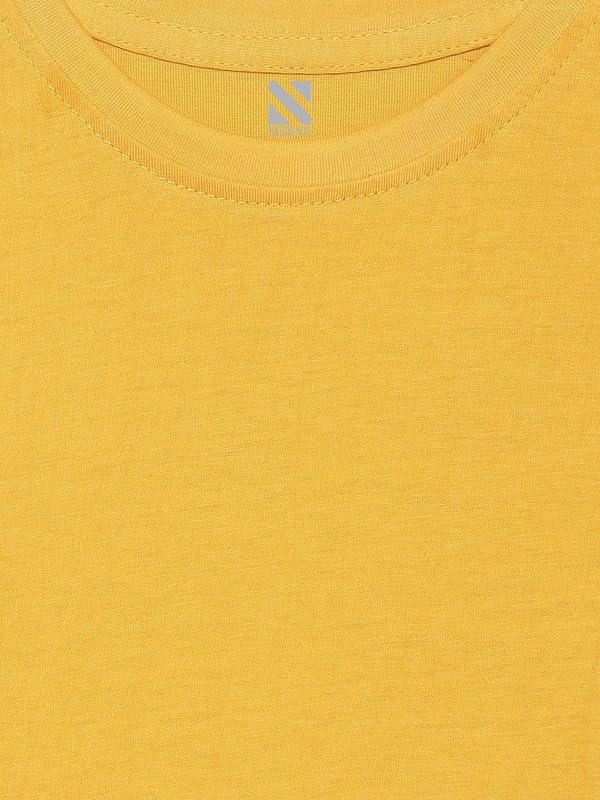 Nusyl Girls Full Sleeves Solid T-Shirt for Kids | Soft Cotton Blend | Comfortable Regular Fit | Casual 2-16 Years | Yellow - Image 3