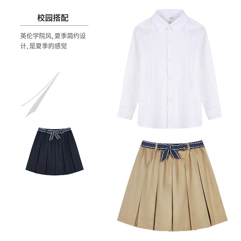Girls' Khaki Skirt Children'S Skirt For Middle And Big Children And Primary School Students Skirt British College Style School Uniform Fold Skirt - Image 3