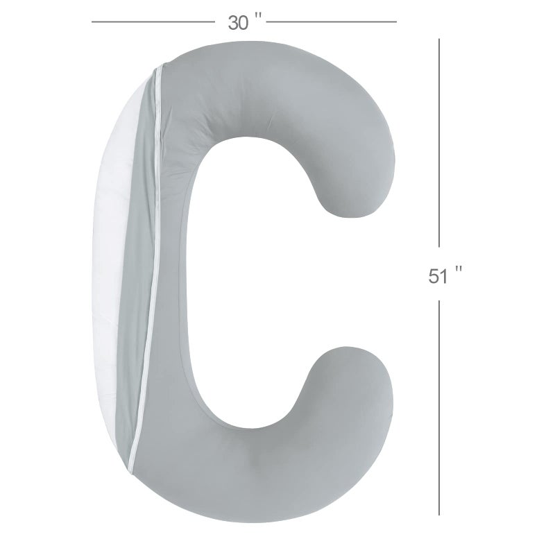 Biloban Pregnancy Pillow Cover C Shaped (ONLY Pillowcase), Full Body Pillowcase for Maternity Pillow, Super Soft Fabric, Universal Fit, Grey - Image 3