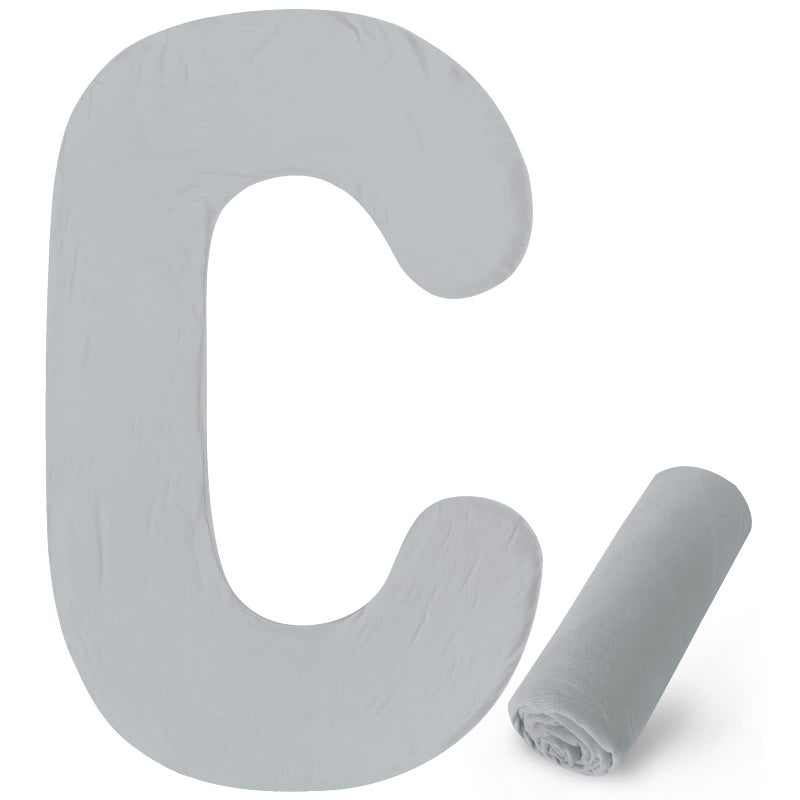 Biloban Pregnancy Pillow Cover C Shaped (ONLY Pillowcase), Full Body Pillowcase for Maternity Pillow, Super Soft Fabric, Universal Fit, Grey - Image 1