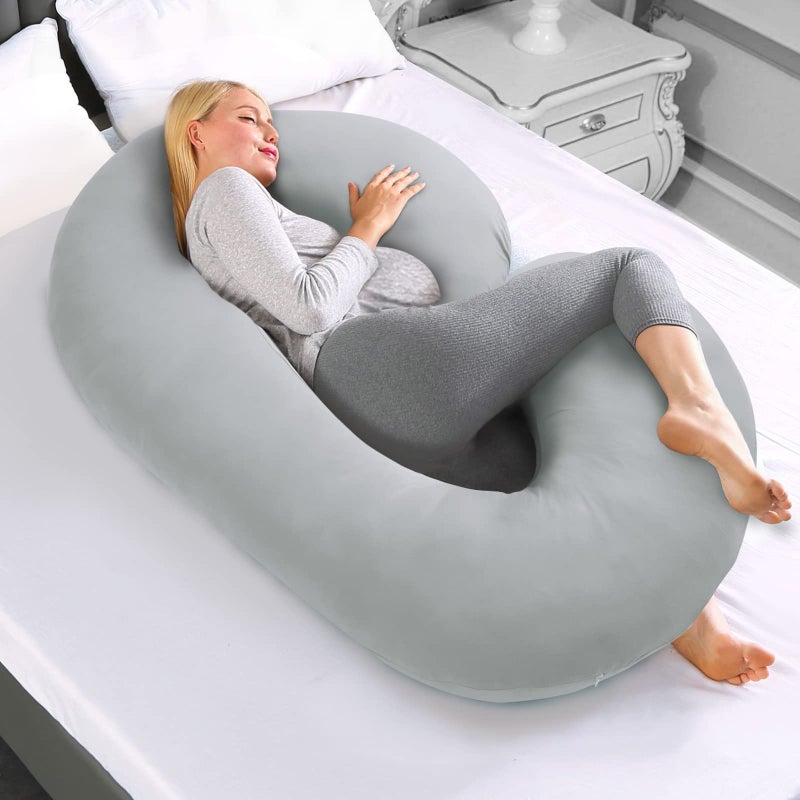 Biloban Pregnancy Pillow Cover C Shaped (ONLY Pillowcase), Full Body Pillowcase for Maternity Pillow, Super Soft Fabric, Universal Fit, Grey - Image 2