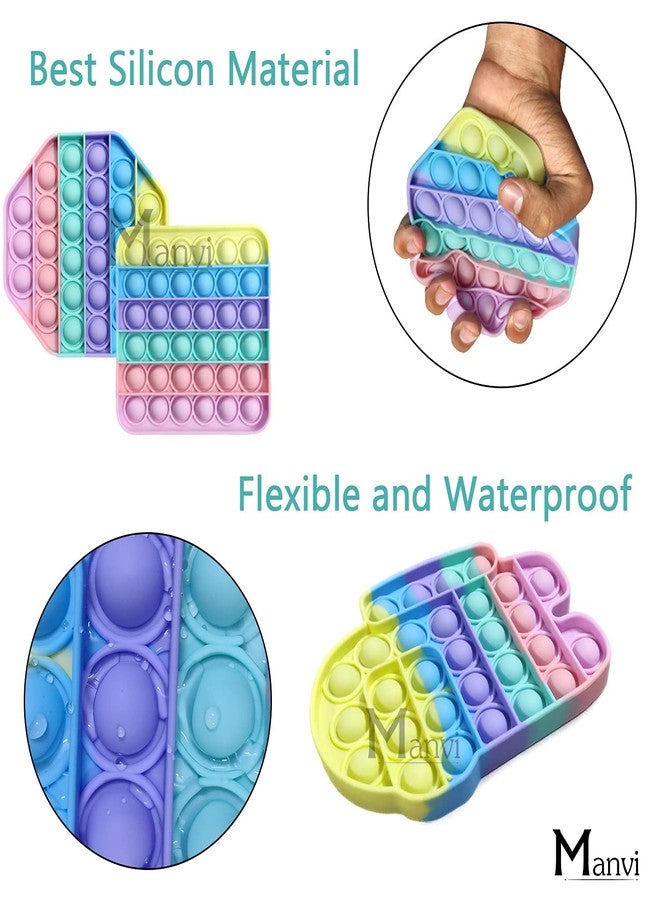 MANVI لعبة مانفي لتخفيف التوتر للأطفال، لعبة فرقعة صغيرة للأطفال، لتخفيف التوتر للبالغين، لعبة فرقعة بأشكال مختلفة للأطفال - متعددة الألوان (أندرويد + مربع + مثمن) - Image 4