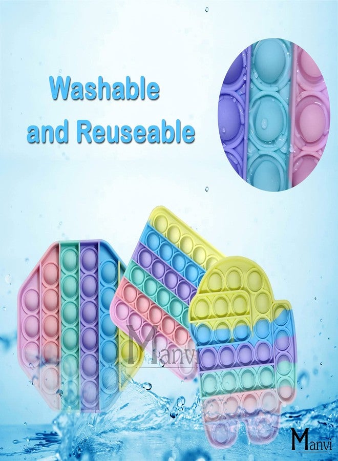 MANVI لعبة مانفي لتخفيف التوتر للأطفال، لعبة فرقعة صغيرة للأطفال، لتخفيف التوتر للبالغين، لعبة فرقعة بأشكال مختلفة للأطفال - متعددة الألوان (أندرويد + مربع + مثمن) - Image 3