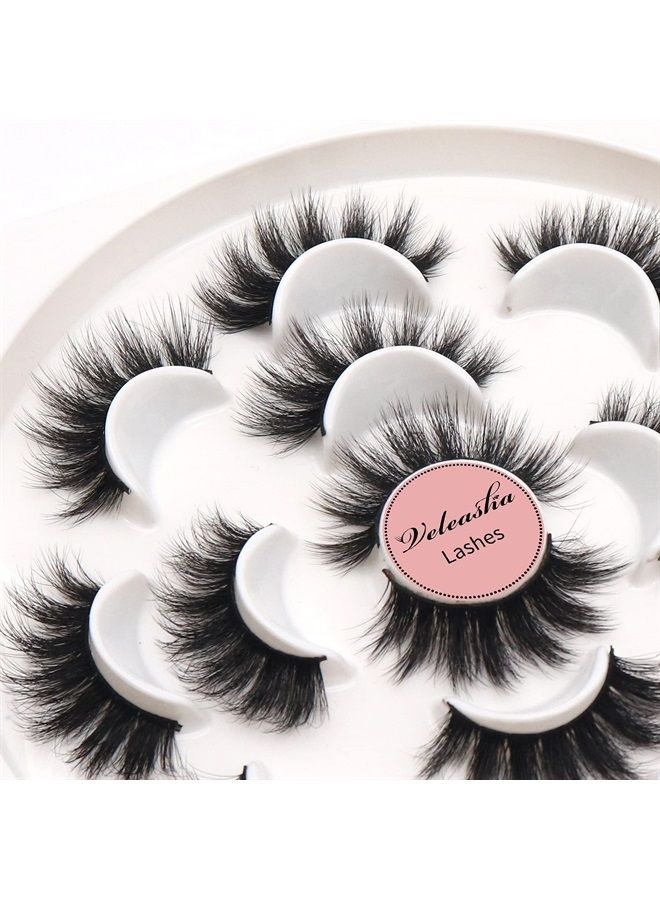 Veleasha Eyelashes Fluffy Lashes Pack 7 Multiple Pairs Thick Volume Mink Eyelashes Faux Full Eye Lashes for Dramatic Makeup (Fluffy) - Image 4