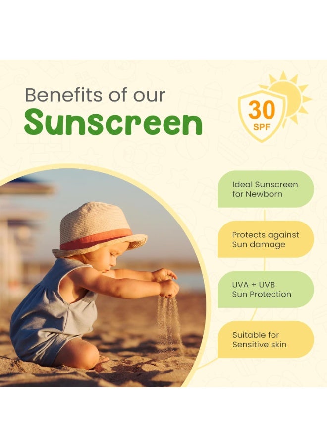 Mother Sparsh Natural Baby Sunscreen Lotion-100ml with SPF 30+ For UVA & UVB Protection | Plant derived 95% Bio Based Ingredients - Image 4