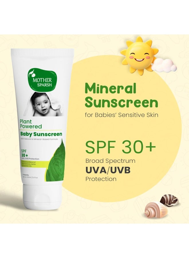Mother Sparsh Natural Baby Sunscreen Lotion-100ml with SPF 30+ For UVA & UVB Protection | Plant derived 95% Bio Based Ingredients - Image 2