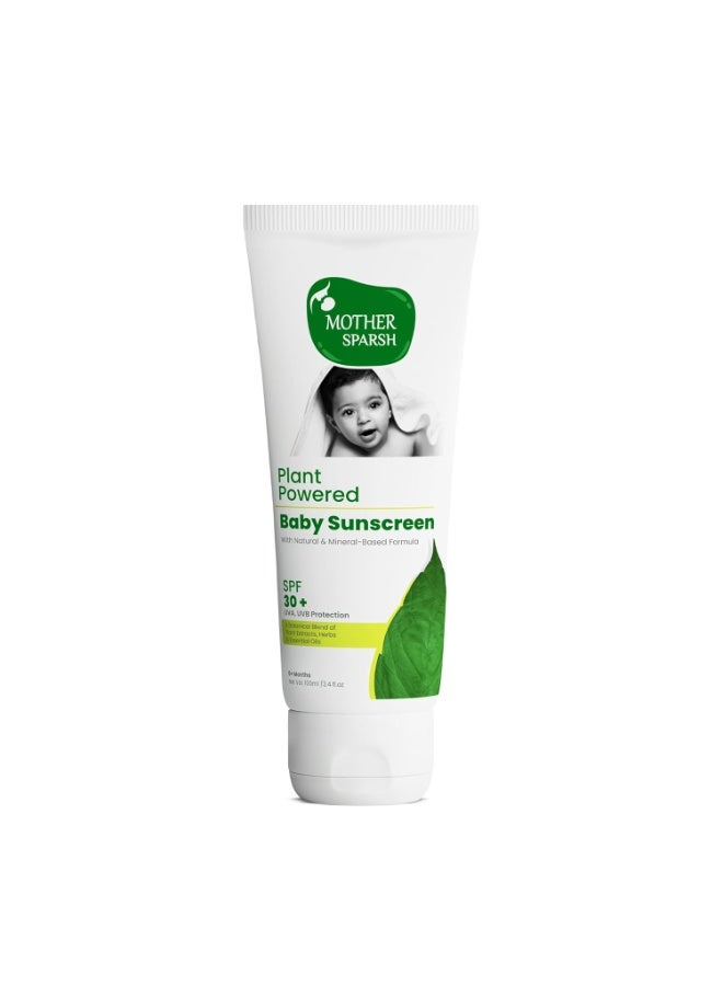 Mother Sparsh Natural Baby Sunscreen Lotion-100ml with SPF 30+ For UVA & UVB Protection | Plant derived 95% Bio Based Ingredients - Image 1