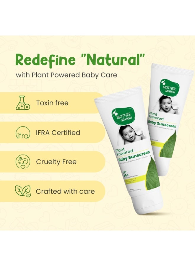 Mother Sparsh Natural Baby Sunscreen Lotion-100ml with SPF 30+ For UVA & UVB Protection | Plant derived 95% Bio Based Ingredients - Image 3