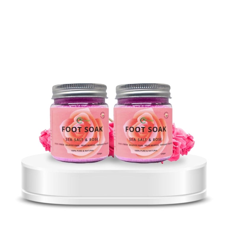 Ceebus Foot Soak with Rose Infused Sea salt For Relaxation  PAIN RELIEF  DETOX SPA  Improve Sleep in a Glass Jar  100g Rose - Image 1