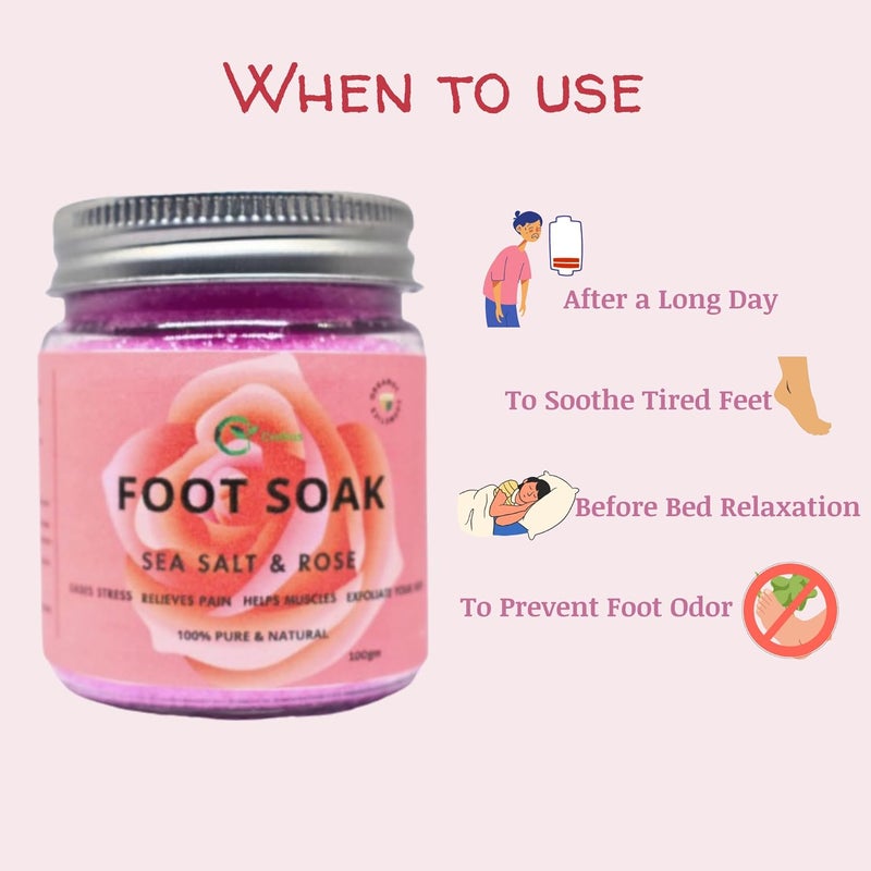 Ceebus Foot Soak with Rose Infused Sea salt For Relaxation  PAIN RELIEF  DETOX SPA  Improve Sleep in a Glass Jar  100g Rose - Image 4