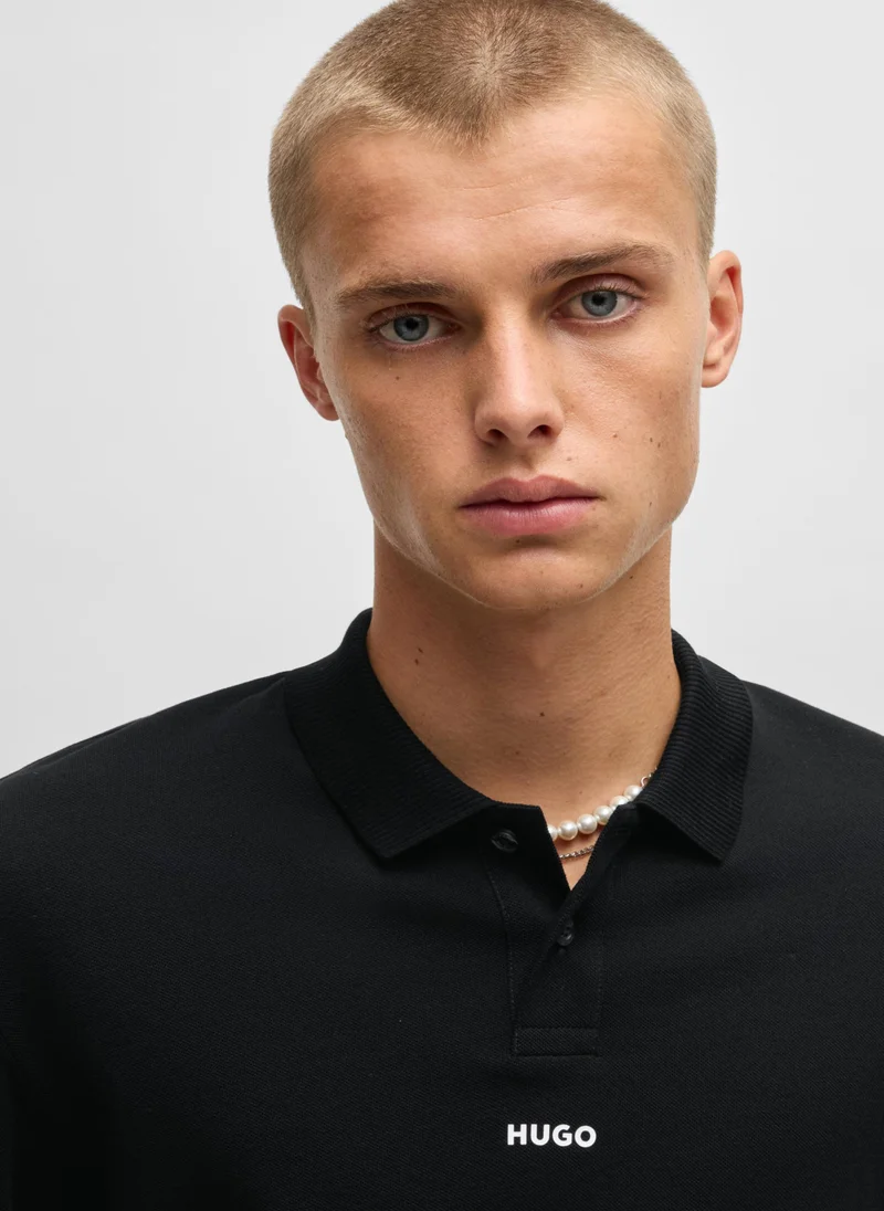 HUGO Cotton-piqué relaxed-fit polo shirt with logo print