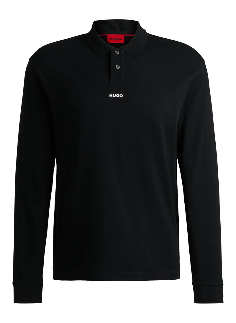 HUGO Cotton-piqué relaxed-fit polo shirt with logo print