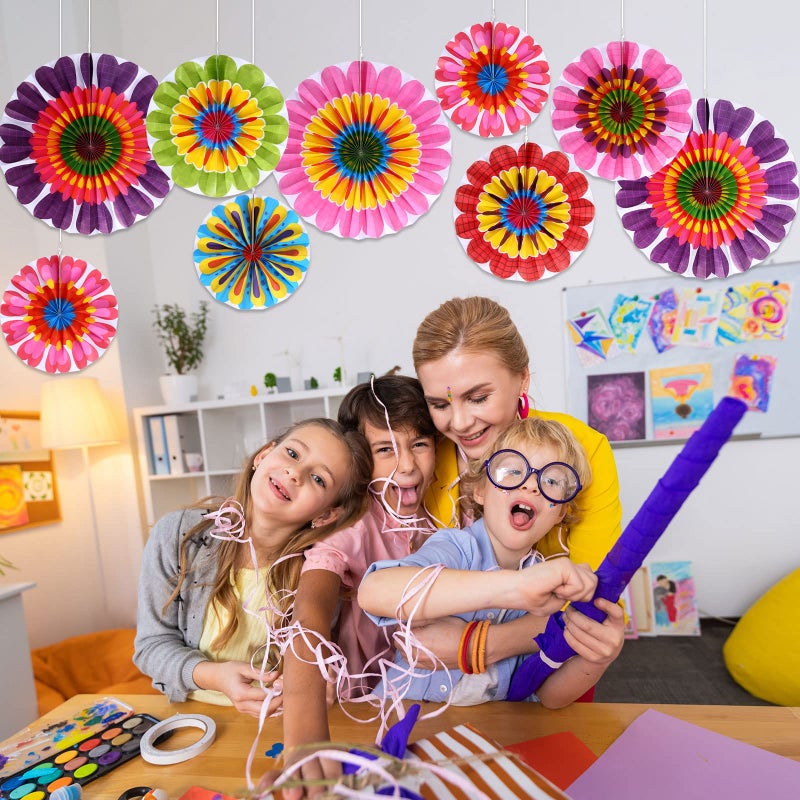 Outus Flower Hanging Decorations Fall Paper Fans Classroom Ceiling Wall Decor Colorful Bloom Paper Fan for Wedding Birthday Birthday Party Supplies(9 Pcs,Spring Flower) - Image 5