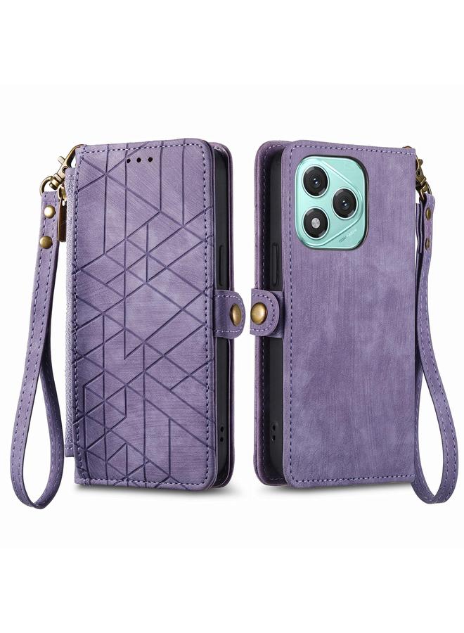 جرين تايجر جراب هاتف Honor 400 Lite بتصميم هندسي وسحاب ومشبك جانبي من الجلد - Image 2