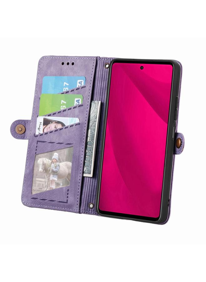 جرين تايجر جراب هاتف Honor 400 Lite بتصميم هندسي وسحاب ومشبك جانبي من الجلد - Image 3