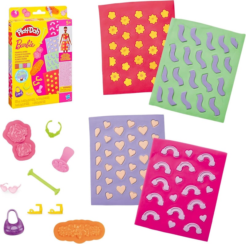 Play-Doh 0Barbie Flowers and Florals Accessory Pack with 4 Pattern Sheets and 8 Fashion Accessories - Image 1