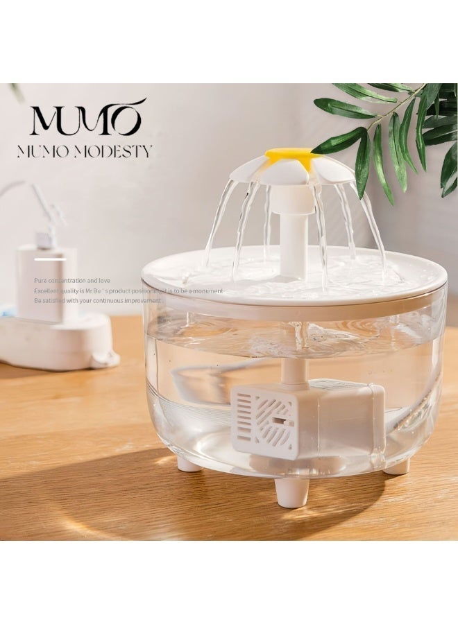 MUMO Automatic Dog Dispenser, Pet Drinking Fountain, Water Dispenser with Flower Design, Food-Safe Kitten Fountain, Ultra Quiet Pet Bowl with Filter, Indoor Water Supply for Cats and Dogs - Image 1