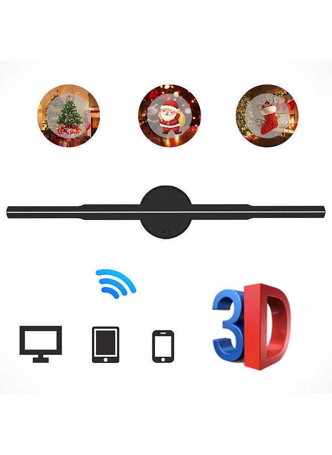 Generic - 3D Hologram Projector Advertising Display Fan Wall-mounted Player 3D Naked Eye HD LED Photo Video Fan with 244pcs LED Light Beads Remote Control Sign Display High Llight Version - Image 1
